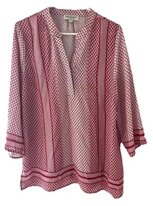 Norm Thompson Women's Size LARGE Blouse Top Geometric 3/4 Sleeve Career Casual - Picture 1 of 9