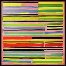 Einzelstück! Abstrakt Stripes3 Bauhaus Gerahmt schwarz 85x85 cm Leinwand/Pop Art