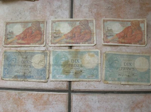 FRANCE LOT DE 6 BILLETS DE 10 FRANCS MINERVE ET 20 FRANCS PECHEUR (C 581) - Picture 1 of 2