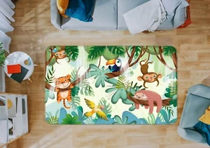 3D Niedlicher Papagei Tiger R059 Rutschfeste Teppichmatte Rund Elegant Teppich Panda - Bild 1 von 5