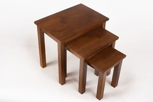 Oak Side Table Nest of 3 Set Tables Wooden End Lamp Table Bedside Cabinet Brown - Picture 1 of 8