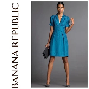 Banana Republic 100% Silk Tea Dress Women’s 8P Polka Dot Pin Up Retro 40s 50s - Picture 1 of 16