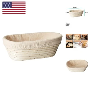 10 x 6 x 3.5 inch Oval Bread Banneton Proofing Basket & Liner Brotform Dough ... - Picture 1 of 7