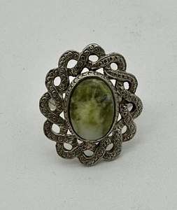 Vintage 9kt 9k Gold Ring with Agate Adjustable Size Stamped 275 9 grams - Picture 1 of 9