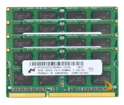4PCS Micron 4GB 2RX8 DDR3 1066MHz PC3-8500S 204PIN SO-DIMM Laptop Memory RAM - Image 1 of 4