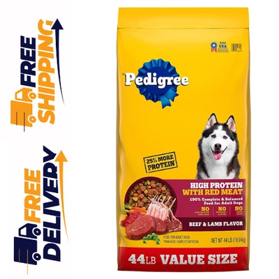44lbs Pedigree High Protein Beef & Lamb Flavor Dog Kibble Adult Dry Dog Food US - Image 1 of 4
