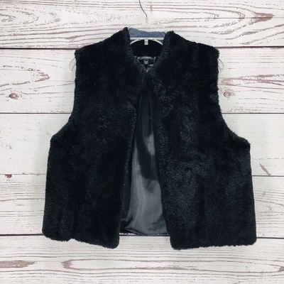 Chaleco Talbots Imitación Piel Frente Abierto Talla S/M Negro Forrado Suave y Acogedor Foto 1 de 4