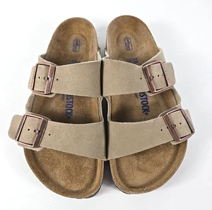 Birkenstock Womens ARIZONA Beige Leather Soft Footbed Sandals Sz 38 /US 7 - Picture 1 of 7