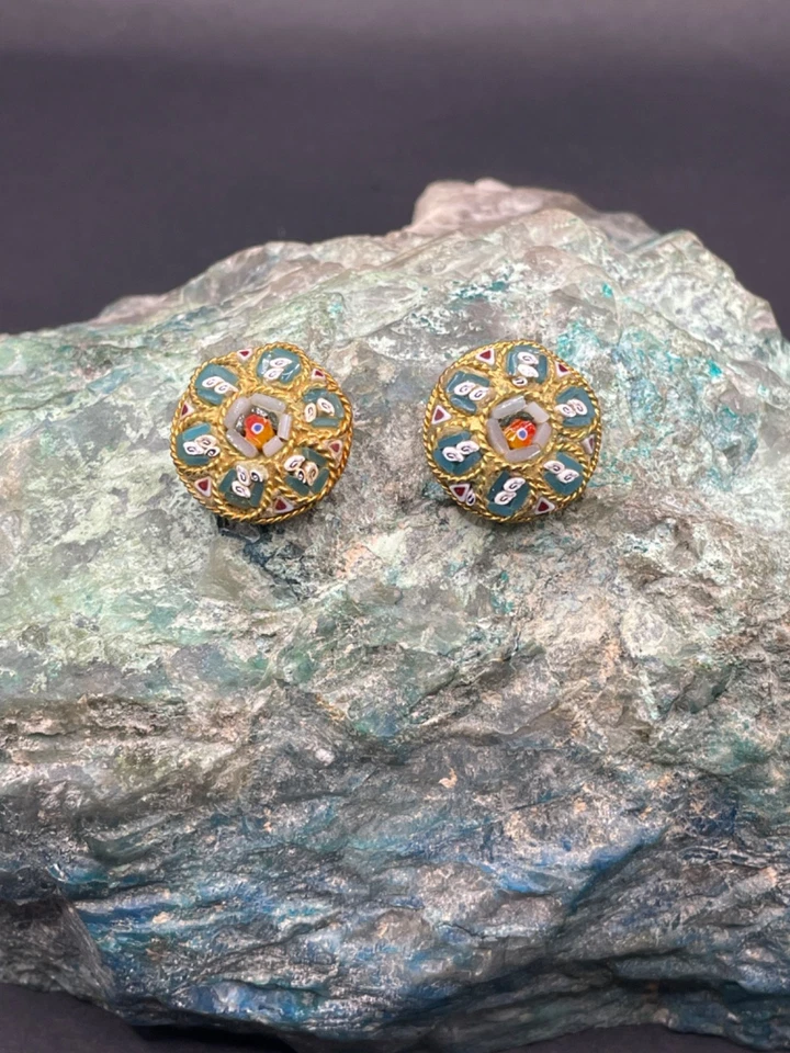 Antike Micro-Mosaik-Ohrringe mit Clip – Italien um 1930–1950 - Bild 1 von 4