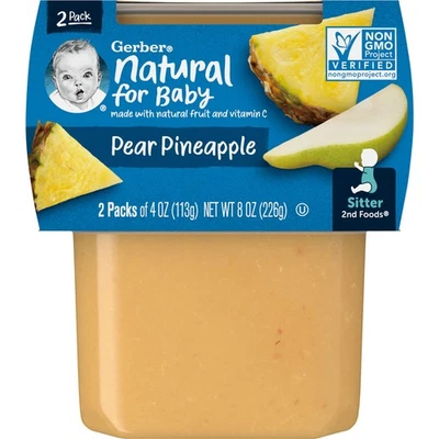 Natural for Baby, 2nd Foods®, Pear Pineapple, 2 Pack, 4 oz (113 g) Each - Image 1 of 3