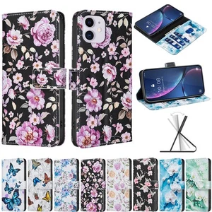 Flora Flip Wallet Cover Case for iPhone 16Pro Max 15 14 13 12 11Pro Max Plus 16e - Picture 1 of 20