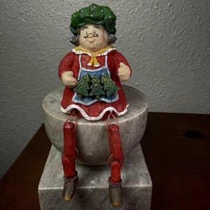 Christmas Holiday Grandma Shelf Sitter Dangly Legs 6” Mrs Claus - Picture 1 of 11