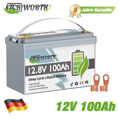 TCBWORTH 12V 100Ah 1280Wh LiFePO4 Akku Lithium Batterie 100Ah BMS 100A Wohnmobil Camper