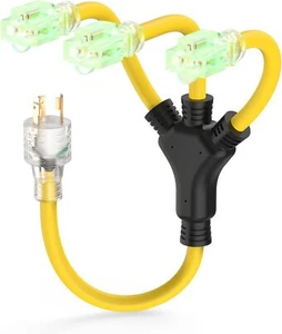 Generator Adapter 12/3 Splitter W Adapter 3 Prong 30 Amp to L5-30P/ (3)5-20R 2ft - Picture 1 of 7