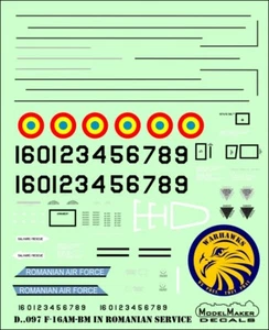 ModelMaker 1/72 D72097 F-16AM/BM in Romanian Service Aircraft Decal - Bild 1 von 2