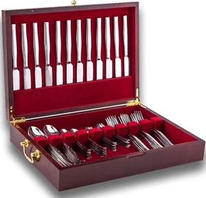 GENRICE Wooden Silverware Chest without Silverware, Silverware Box Storage - Picture 1 of 6