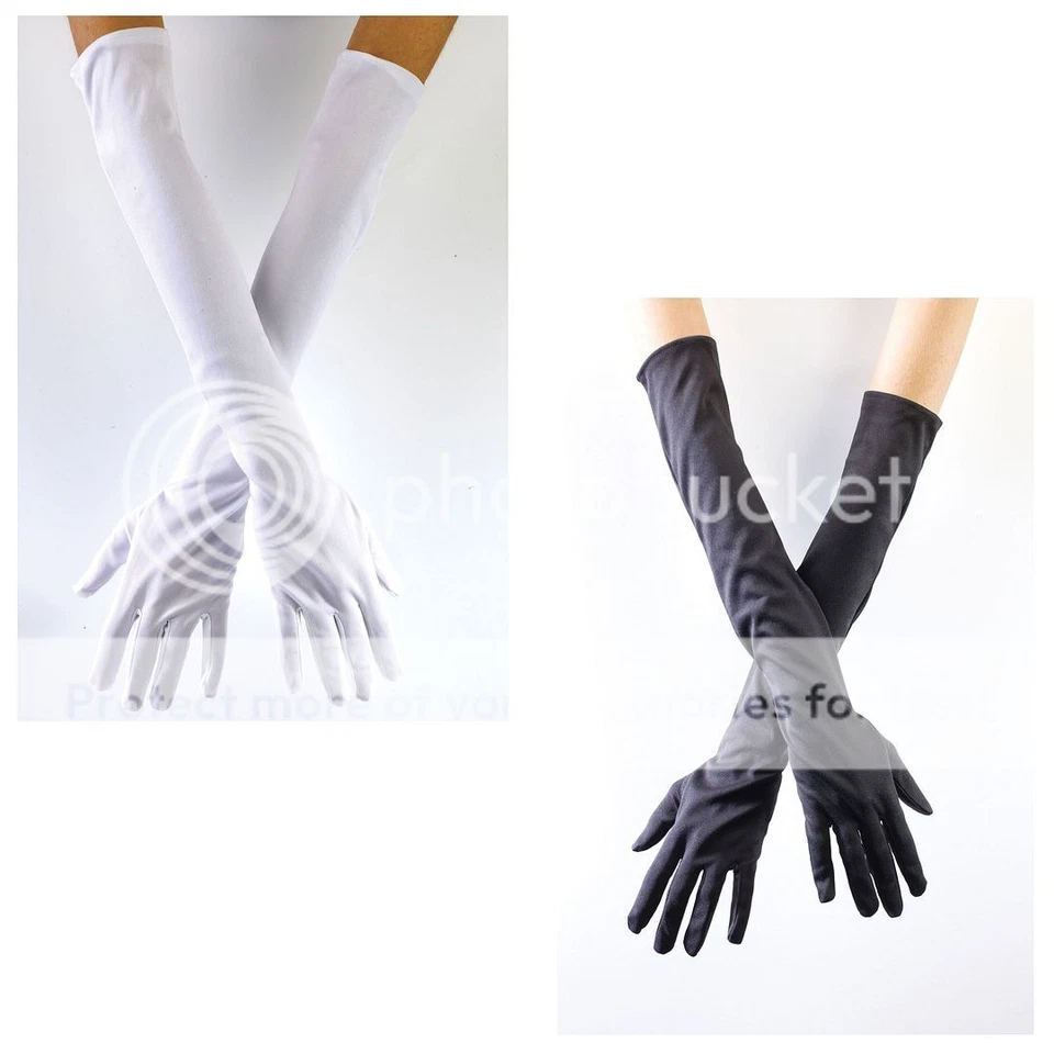 Womens Adult Elegant Long 20.5" Inch Opera Gloves Costume Accessory Black or Wh - Image 1 of 1