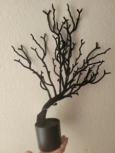 HALLOWEEN SPOOKY Fuzzy Tree Halloween 18" Inches Tall Black BNWT - Picture 1 of 2