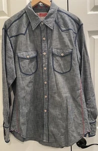 Robert Graham Gr. M L/S Western Blau Denim Style Knopfleiste Hemd. EUC - Bild 1 von 9
