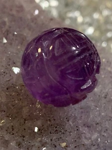 Eine alte Amethyst geschnitzte chinesische Perle Shou Drache lila Amethyst 18 mm rund - Bild 1 von 7