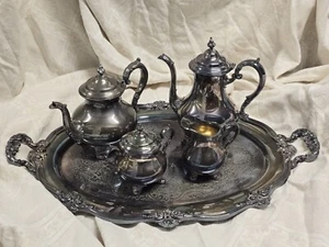 Gorham versilbertes Kaffee-Tee-Set 5-teilig und Reed&Barton 5801 Regent Tablett 26" - Bild 1 von 16