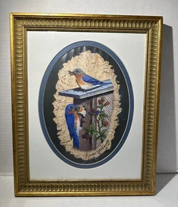 Gwen Gazaway Estampe de peinture papier fait main « En attendant de nourrir » 13"x16" encadrée - Photo 1/17