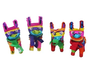 4 Mini Donkey Piñatas Fiesta Party Decorations Cinco de Mayo Table Decor - Picture 1 of 2