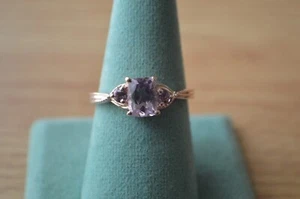 1.75ct Rose de France Amethyst 3 Stone Ring 14k RG over Fine Silver Size 11 - Picture 1 of 9