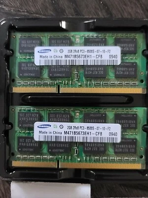 SAMSUNG 2GB 2Rx8 DDR3 SODIMM MEMORY RAM PC3-8500S-07-10-F2 M471B5673EH1-CF8 - Image 1 of 2