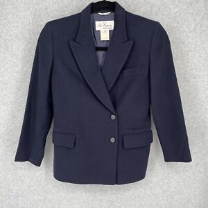 Les Copains Women VTG Cashmere Blazer Size 40 Small Navy Blue Asymmetrical Italy