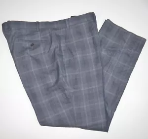 RALPH LAUREN Stretch Wool Blend Gray Plaid Flat FrontDress Pants 40 x 30 - Picture 1 of 3