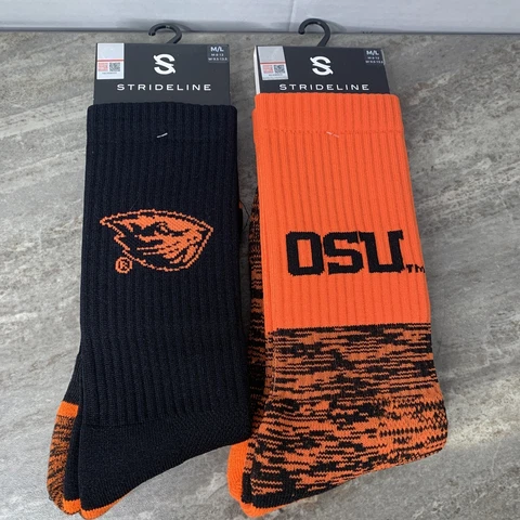 Oregon State Beavers Strideline Sock M/L Full Knit Lot of 2 NEW Cover