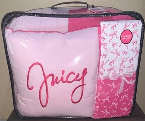 Juicy Couture Hot Pink/Pink Wende 8-teiliges King Bettdecken-Set mit Schleifen Laken - Bild 1 von 6
