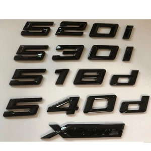 Emblemas negros brillantes para BMW 518i 520i 525i 528i 530i 535i 540i 545i 550i XDrive - Imagen 1 de 8