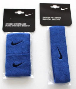 Nike Swoosh Headband & Singlewide Wristbands Set Comet Blue/Binary Blue - Picture 1 of 3