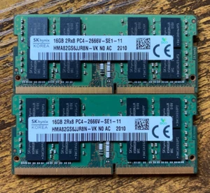 SK Hynix (2x16GB) HMA82GS6JJR8N-VK PC4-2666V Laptop RAM Memory - Afbeelding 1 van 1