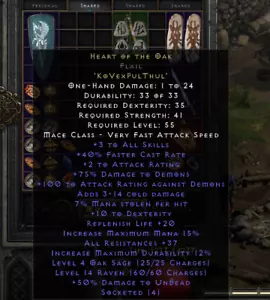 D2 Diablo 2 Resurrected Non LADDER PC Xbox Heart of the Oak 37 HOTO - Picture 1 of 6