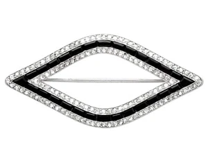 Antique 1.70Ct Black Onyx and 2.20Ct Diamond, Platinum Cartier Brooch Circa 1925 - Picture 1 of 15