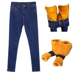 Mujeres Denim Jeans Crop Polar Forrado Pantalones Elásticos Cintura Alta Ajustados Ajustados Regalo - Imagen 1 de 14