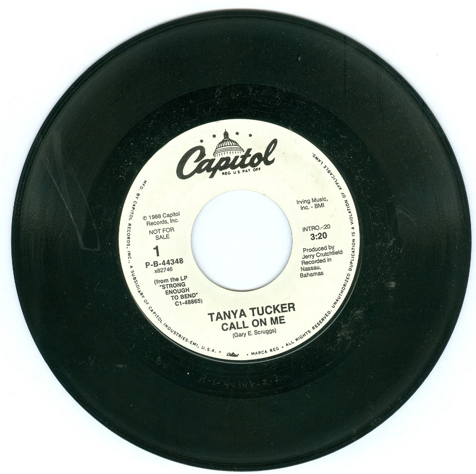 Tanya Tucker white label PR0M0 45 rpm vinyl record Call On Me - Image 1 of 1