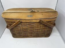 Antique Buggy Basket  Dry Goods Tin~General Store Storage Bin Picnic Basket