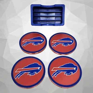 Buffalo Bills Round Coasters set of 4 NFL team logo non slip cork back coasters - Picture 1 of 8
