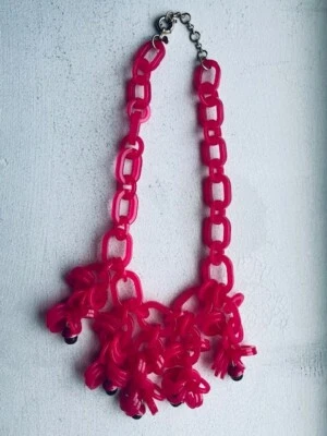 Collar J Crew Lucite Eslabón de Cadena Maryam Bellota Rosa Caliente Nassir Acrílico Zadeh Foto 1 de 3