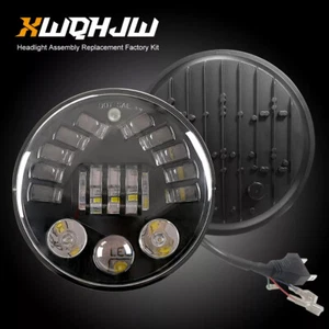 2pcs Fit Chevy Camaro 1967 1968 1969 1970 7"Round LED Headlight Hi/Lo White Halo - Foto 1 di 12