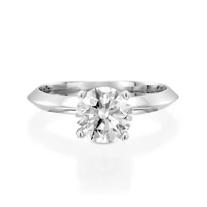 Anillo de compromiso solitario de diamantes de corte redondo de oro blanco de 14 quilates 0,30 quilates F/Si1 - Imagen 1 de 6