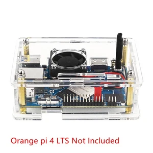 Acrylic Transparent Protective Case With Heat Cooling Fan for Orange pi 4 LTS - Picture 1 of 8