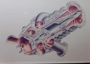 1960's ORG Concept Photo Teledyne CAE J69 Rocket Engine Cutaway View RRP 655a - Picture 1 of 4