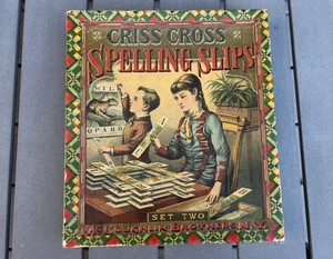 Antique vintage Mcloughlin Criss Cross Spelling Slips sliced animals late 19th C - Picture 1 of 13