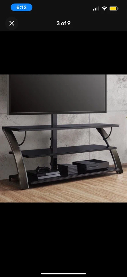 Soporte de TV Whalen TV de almacenamiento TV de hasta 65 pulgadas con 3 estantes de vidrio templado con pantalla Foto 1 de 2