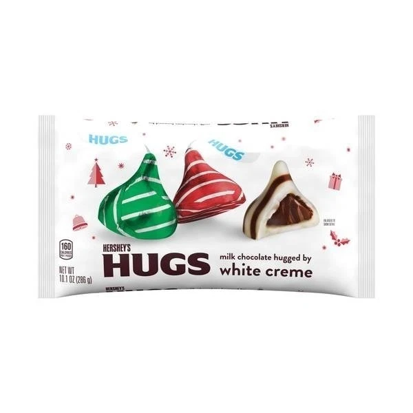 Hershey's Hugs chocolate con leche abrazado por crema blanca caramelo navideño bolsa de 10,1 OZ Foto 1 de 1